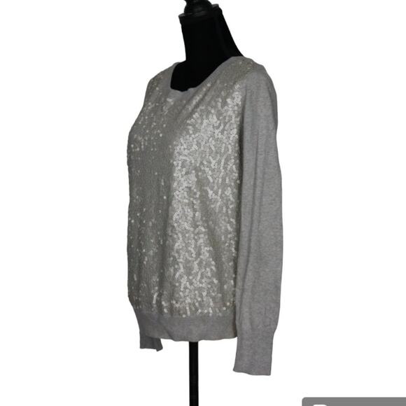 Express Grey Sweater with Silver Sequins Size Large - Picture 3 of 10